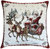 Home of Christmas Jacquard Christmas pillowcase with Santa on a sleigh 50 × 50 cm - Pillowcase