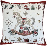 Home of Christmas Jacquard Christmas pillowcase with motif Rocking Horse 50 × 50 cm - Pillowcase