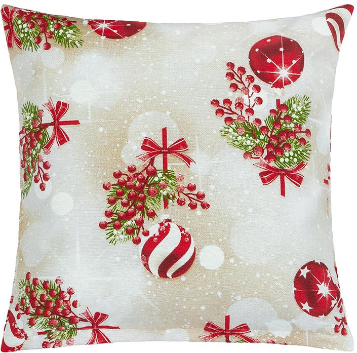 Bellatex 55/123 Karácsony párnahuzat, 45×45 cm, karácsonyi gömb és magyal