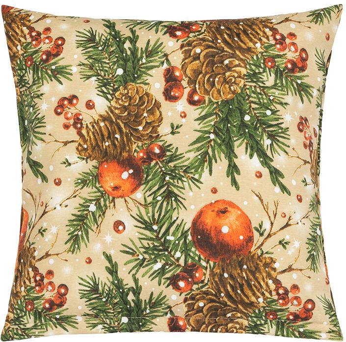 Bellatex 55/125 Karácsony párnahuzat, 45×45 cm, karácsonyi toboz és alma