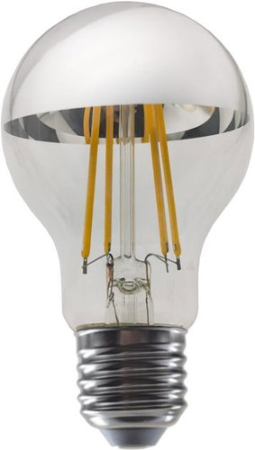 Diolamp LED Filament zrcadlová žárovka A60 8W/230V/E27/2700K/900Lm/180°/DIM stříbrný vrchlík - LED Bulb - Main image