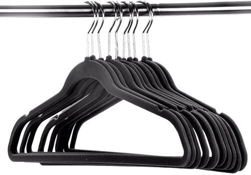 APT Set of velour wardrobe hangers 45 × 23,5 cm, 20 pcs, black - Hanger - Main image