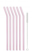 Vialli Design Skleněné brčko růžové, zahnuté 230 mm, 6 ks + kartáček, 6636 - Straw