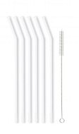 Vialli Design Sklenená slamka biela, zahnutá 230 mm, 6 ks + kefka, 6643 - Slamka