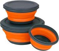 Ruhhy 20781 Faltbare Schüssel mit Deckel 3 Stück orange-grau - Schüssel-Set