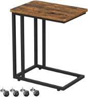 VASAGLE Összecsukható asztal görgőkön, fém, barna 50 × 35 × 60 cm - Kisasztal