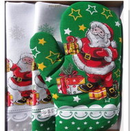 4sleep Two-piece set of kitchen towels + potholder Christmas Nicholas, green - Kitchen Towel