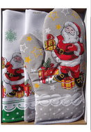 4sleep Two-piece set of kitchen towels + potholder, Christmas Nicholas, grey - Kitchen Towel