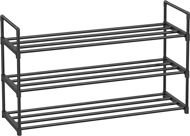 Botník Songmics Botník třípatrový, kovový, černý, 30 × 92 × 54 cm - Botník