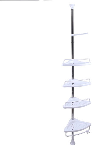 KIK KX4322 Telescopic corner shelf for shower white - Bathroom Shelf - Main image