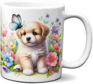 Puppies in flowers No. 1 white - Mug