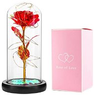 APT Věčná růže ve skleněné kopuli s LED osvětlením 20,5 cm červená - Dekorativní osvětlení