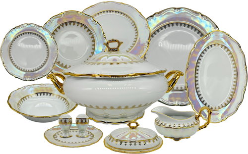 Royal Czech Porcelain Elegant dining set 28 pieces with decor Prague - Dish Set - Main image