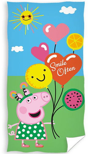4sleep Dětská osuška 70 × 140 cm, Prasátko Peppa balónky - Children's Bath Towel - Main image