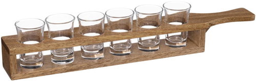 Secret de Gourmet Serving tray, wooden, 6 glasses - Glass - Main image