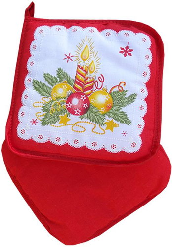 4sleep Kitchen mat/mitten with loop Christmas candle red - Pot Holder - Main image