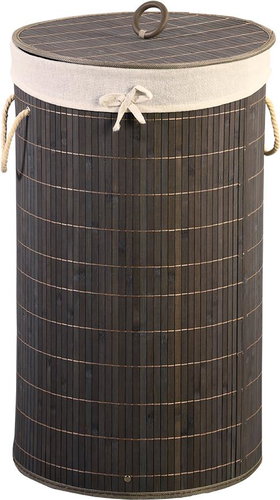 KESPER Laundry basket round, black bamboo, 35 × 60 cm - Laundry Basket - Main image