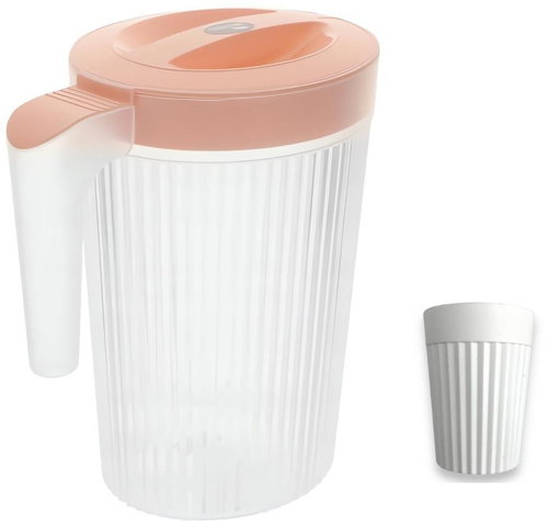 GGV Plastic teapot 2 l + 4 cups, pink - Pitcher - Main image