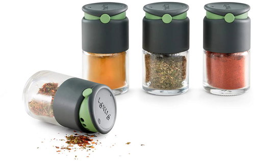 Lékué Spice Shakers Set aus 4 Glas-Gewürzstreuern - Gewürzglas-Set - Hauptbild