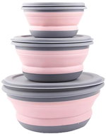 Pronett XJ5239 Folding bowl with lid 3 pcs pink - Small Bowl