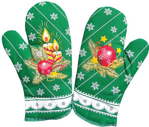 4sleep Kitchen mitt 2 pcs with magnet Christmas candle/banquet green - Oven Mitt - Main image