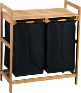 Kesper Laundry sorting basket with shelf, black, bamboo, polyester 64 × 73 × 33 cm - Laundry Basket