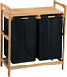 Kesper Koš na špinavé prádlo třídící s policí, černý, bambus, polyester 64 × 73 × 33 cm - Koš na prádlo