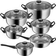 Tectake Stainless steel cookware set 12pcs silver - Kitchenware Set