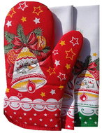 4sleep Christmas bell 2 piece set kuch. tea towels + potholder, red - Oven Mitt