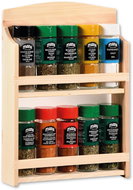 KESPER Spice shelf with filled jars 10 pcs, 32 × 23 × 6 cm, bamboo - Spice Rack