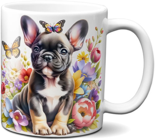 Mug Puppy in flower design mug No. 13, white - Mug - Main image