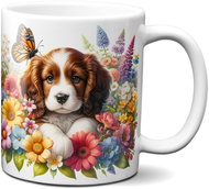 Mug Puppy in flower design mug No. 15, white - Mug