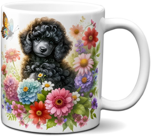 Mug Puppy in flower design mug No. 19 - white - Mug - Main image