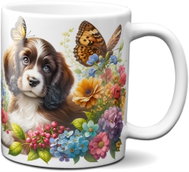 Mug Mug Puppies in flowers Springer Spaniel No.20 in gift box - white - Mug