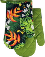Euromat Kitchen mitt with magnet and loop - Jungle leaves green - Oven Mitt
