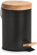 ZELLER Bathroom waste basket metal-bamboo 3 l, black 16,8 × 24 cm - Rubbish Bin
