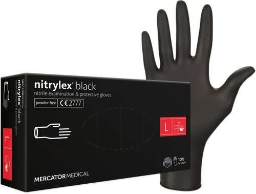Mercator Medical Nitrilové rukavice černé vel. L Nitrylex nepudrované 100 ks - Medical Gloves - Main image