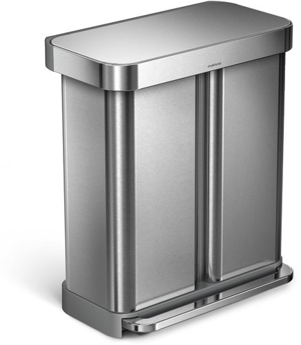 Simplehuman, szelektív szemetes, pedálos, 58 l (34/24), csiszolt acél, FPP - Szemetes - Fő fotó