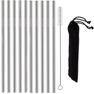 Verk 01443 Stainless steel straws 10 pcs straight + 1 × cleaning brush - Straw