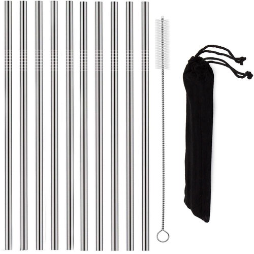 Verk 01443 Stainless steel straws 10 pcs straight + 1 × cleaning brush - Straw - Main image