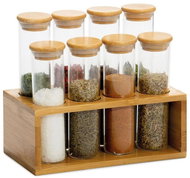 Andrea House Modern bamboo spice rack, 8 jars - Spice Container Set