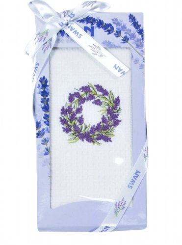 Praktik Gift wrapping towels SWAN Lavender wreath 50 × 70 cm - Kitchen Towel - Main image