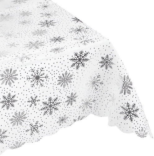 Ruhhy 22791 Christmas tablecloth 220 × 140 cm, white and silver - Tablecloth - Main image