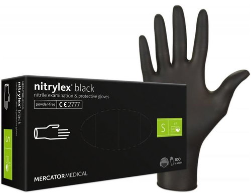 Mercator Medical Nitrilové rukavice černé, vel. S, Nitrylex, nepudrované, 100 ks - Medical Gloves - Main image