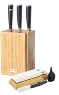 G21 Damascus Premium knife set in bamboo block, 4 pcs + sharpening stone - Knife Set