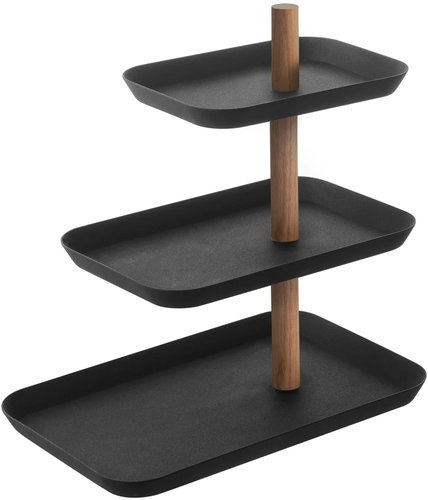 Yamazaki 3 tier rotating bowl stand Rin 1580, black - Tiered Stand - Main image