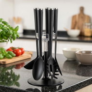 Guzzini Set of 5 Kitchen Helpers Cooking, black - Kitchen Utensil Set