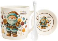 eCa KB34WZ3 Vánoční keramický hrnek se lžičkou a podšálkem, 350 ml - Hrnek