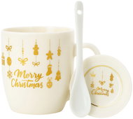 eCa KB33WZ3 Vánoční keramický hrnek se lžičkou a podšálkem, 350 ml - Hrnek