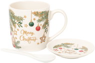 eCa KB16WZ1 Vánoční keramický hrnek se lžičkou a podšálkem, 400 ml - Hrnek